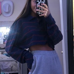 cropped polo pullover